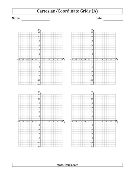 Printable Graph Paper 4 Graphs Per Page In 2020 Coordinate Plane
