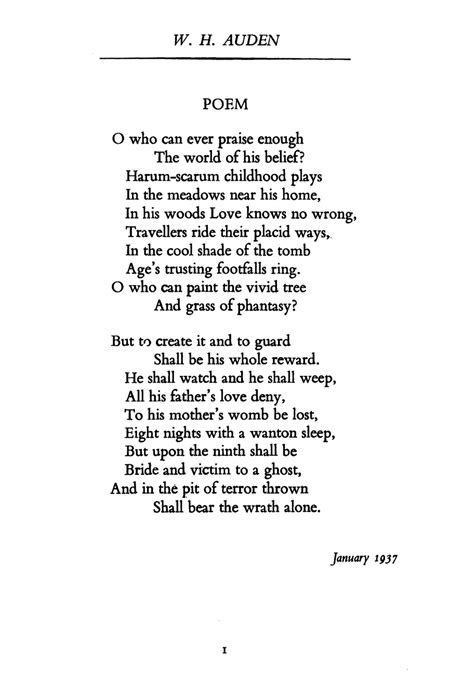 Wh Auden Poem