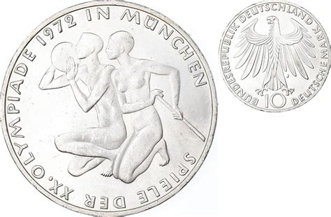 Germany Federal Republic 10 Mark 1972 J Coin Hambourg Silver Au50 53 Ma Shops