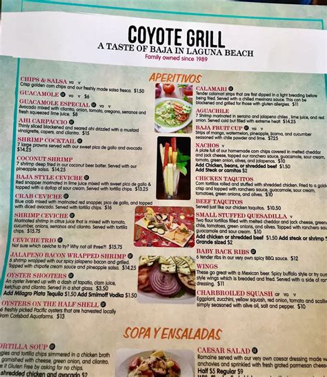 coyote grill laguna beach menu laguna beach ca 92651