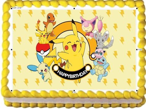 Buy Pikachu Happy Birthday Image Edible Cake Topper Frosting Sheet