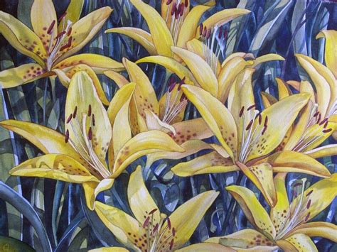 Yellow Lilies Original Watercolor Painting Etsy