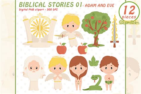 Cute Adam And Eve Clipart Biblical Art Graphic By Clipartfables