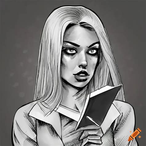 Black And White Comic Book Art Of A Blonde Woman Reading A Letter