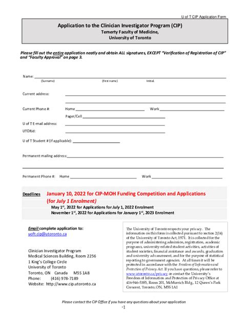 Fillable Online U Of T Cip Application Form Fax Email Print Pdffiller