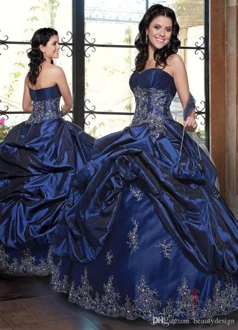 2016 Vestidos De 16 Anos Modern Royal Blue Taffeta Ball Gowns Strapless