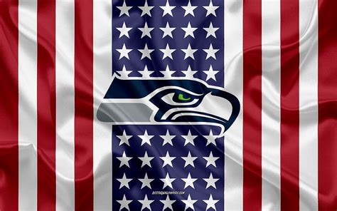 Seattle Seahawks Logo Emblem Silk Texture American Flag American Football Club Hd Wallpaper