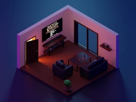 Night Low Poly Living Room 3d Model Cgtrader