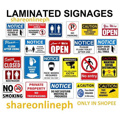 Laminated Signages Set 2 No Entry No Parking Social Distancing