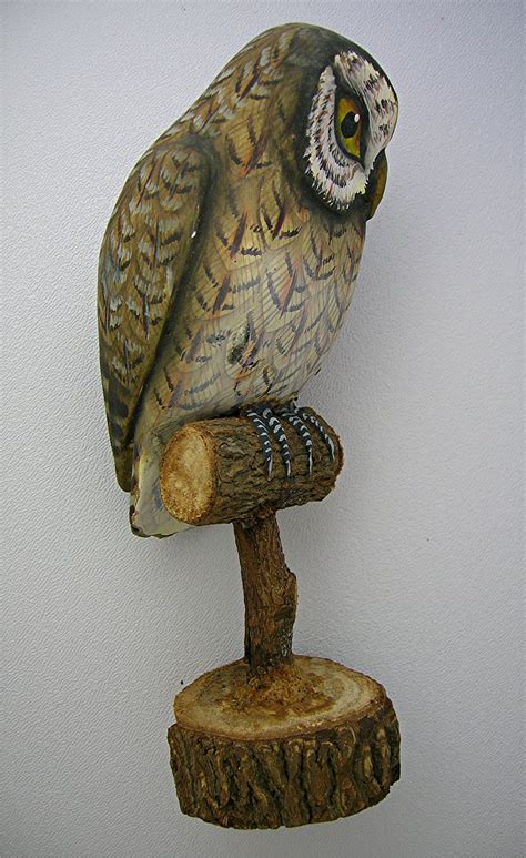 Wooden Hand Carved Barn Owl 90s
