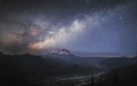 Landscape Nature Mountain Milky Way Valley Starry Night River