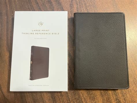 Personalized Esv Large Print Thinline Reference Bible Brown Top Grain