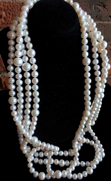 Extra Long Vintage Inspired Pearl Necklace Mainestone Jewelry