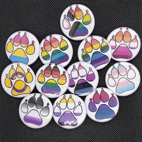 Paw Print Furry Pride Flag Pinback Buttons Etsy