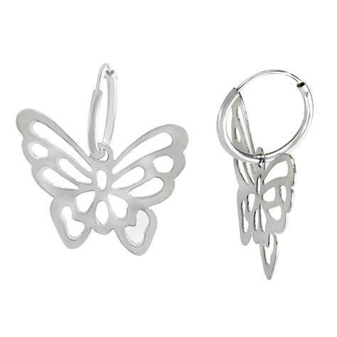 Wholesale 925 Sterling Silver Dangle Butterfly W Endless Hoop Earrings