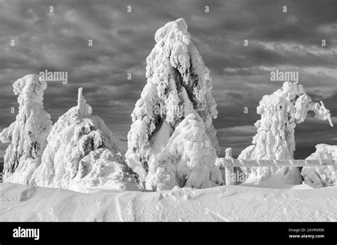 Winter Scenery In The Erzgebirge Mountains Stock Photo Alamy