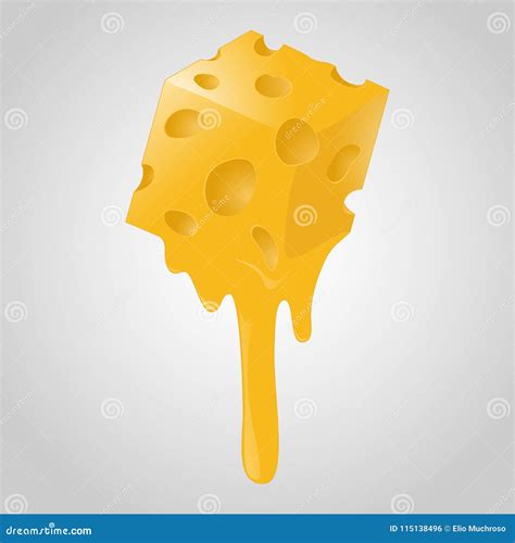 Melted Yellow Cheese Piece Vector Stock Vector Illustration Of Gourmet Heart 115138496