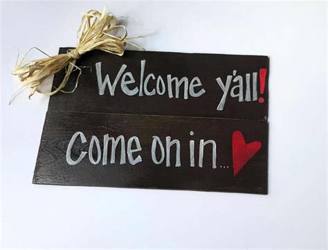 Southern Sayings Wood Sign Welcome Yall Welcome Sign