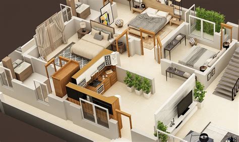 3d Floor Plan Cut Section House Design Interior Desig