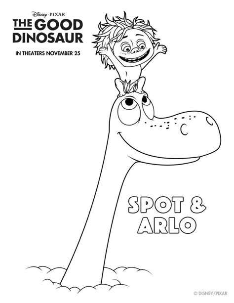 All coloring sheets posted here to share with you are found online. Disney The Good Dinosaur Free Printable Spot & Arlo Coloring Page | Mama Likes This