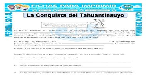 PDF Ficha la conquista del tahuantinsuyo para Cuarto de El primer español en enterarse de
