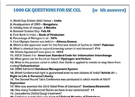 Common General Knowledge Questions And Answers In English Part Of