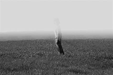 Hd Wallpaper Grayscale Photo Of Person Standing On Field Grayscale