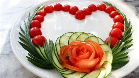 Simple Lovely Cucumber And Tomato Rose Flower Design Youtube