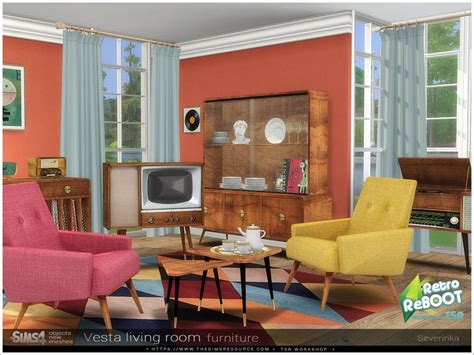 Sims 4 — Retroreboot Vesta Livingroom Furniture By Severinka — A Set