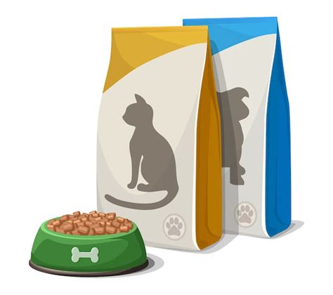 Premium Vector Cartoon Style Dog Or Cat Food Bowl And Food Packs