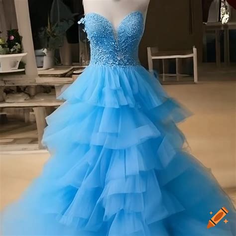 Pastel Blue Tulle Prom Dress