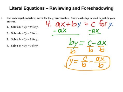 #1-4 literal equations - reviewing and foreshadowing ...