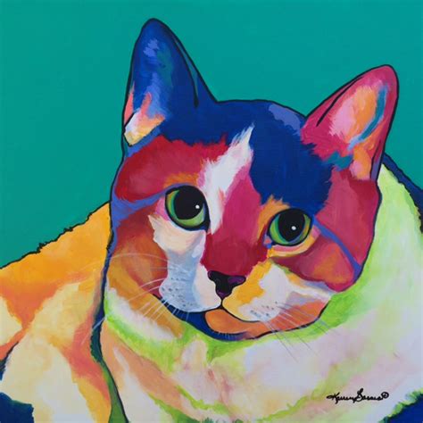 Colorful Acrylic On Canvas Pop Art Painting Of A Cat Pop Art Cat Pop