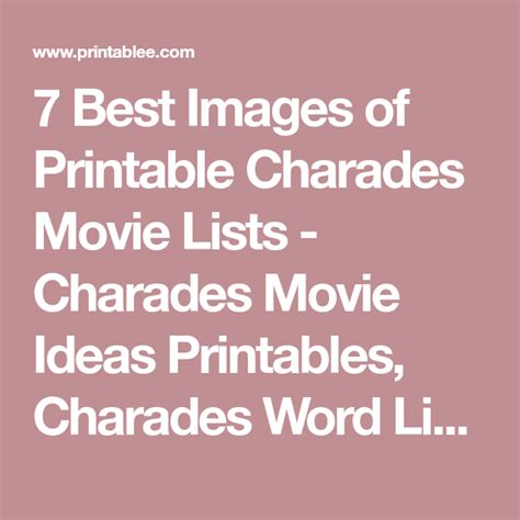 7 Best Images Of Printable Charades Movie Lists Chara