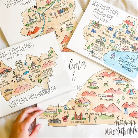 Watercolor Lds Mission Map Free Shipping Sister Missionary Etsy