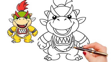 How To Draw Bowser Junior Super Mario || outline art master #