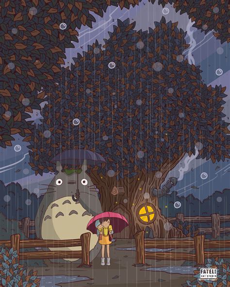 Artstation Totoro Under The Rain