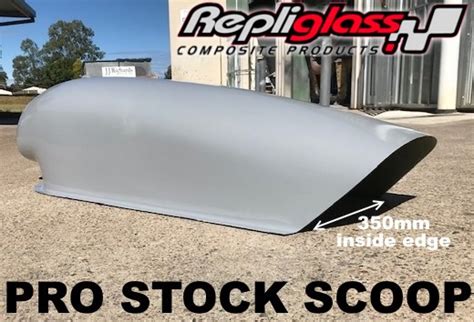 A rectangular opening pro stock hood scoop. LARGE PRO STOCK SCOOP — Repliglass Pty Ltd