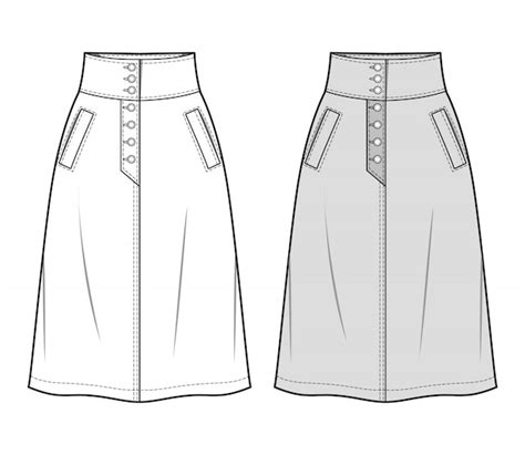 Skirt Fashion Flat Sketch Template Vector Premium Download