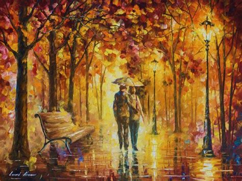 Caring For Love — Palette Knife Romantic Yellow Oil Painting On Canvas