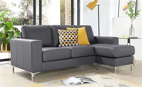 Baltimore Grey Leather L Shape Corner Sofa Furniture Choice