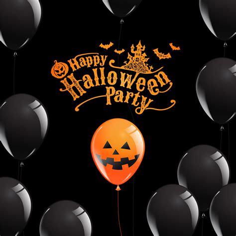 Happy Halloween Party Poster With Glossy Balloons 1228411 Vector Art At