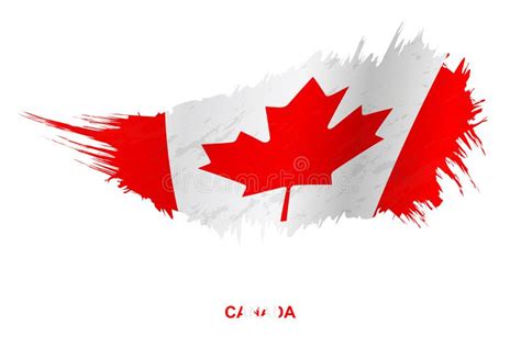 Flag Of Canada In Grunge Style With Waving Effect Stock Vector
