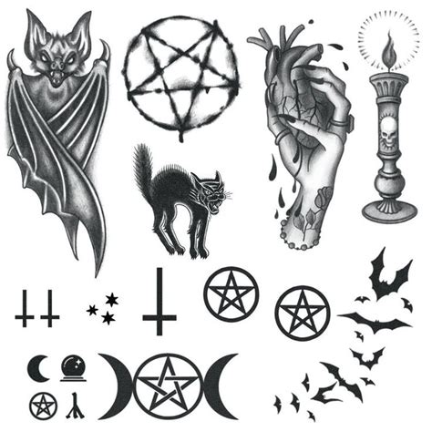 witchcraft tattoo set witch tattoos wiccan tattoo demon etsy witchcraft tattoos wiccan