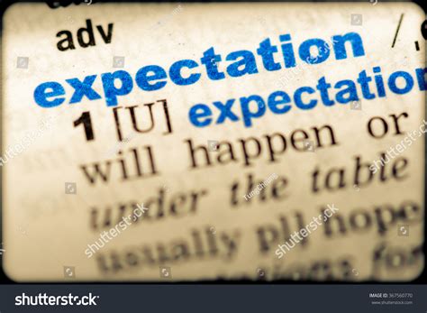 Closeup Word English Dictionary Expectation Definition Stock Photo