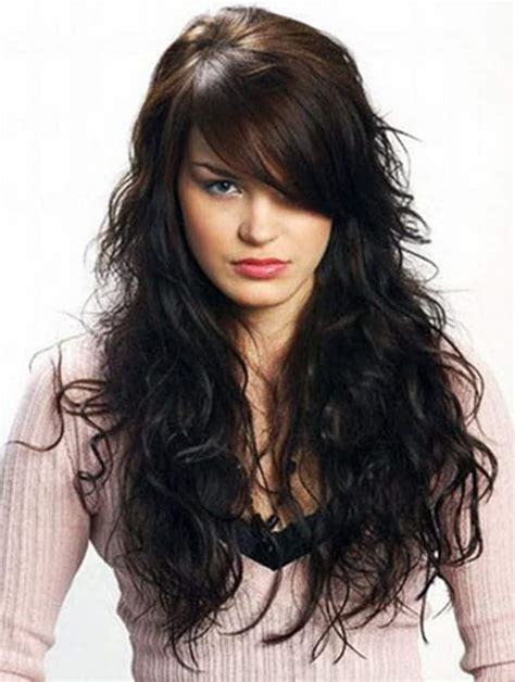 Very long dark chestnut hair with layered side bangs. 15 Best Long Hairstyles with Bangs 2016 - 2017 | On Haircuts