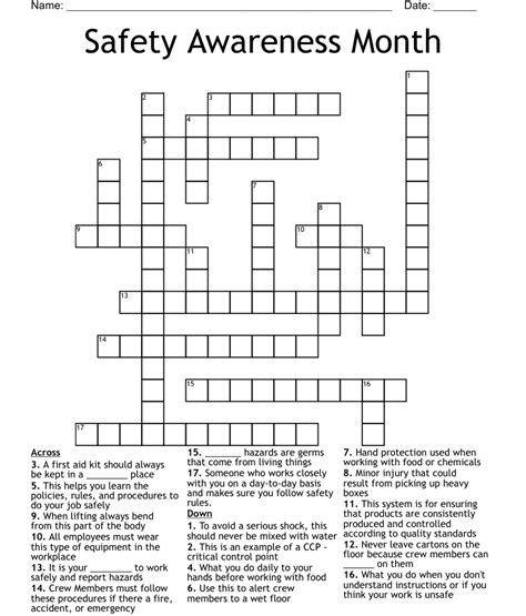 Safety Awareness Puzzles Wordmint
