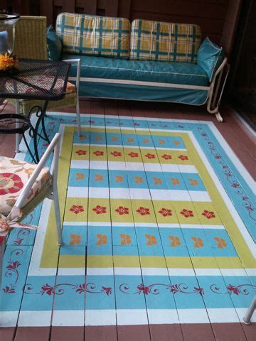 I didn't worry about sanding since. Painted floor with stencils. | Painted porch floors, Patio ...