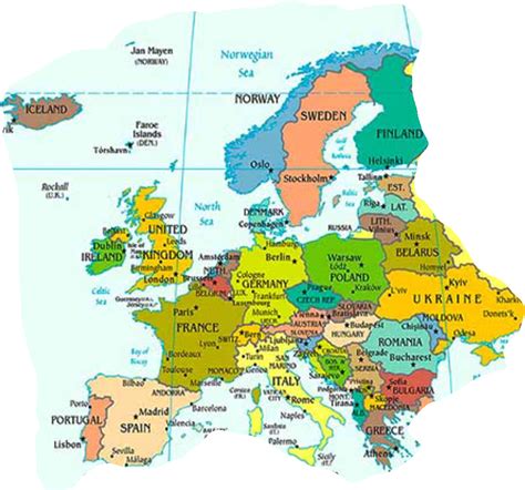 Europakarte Mit Hauptstädten Stadtplan