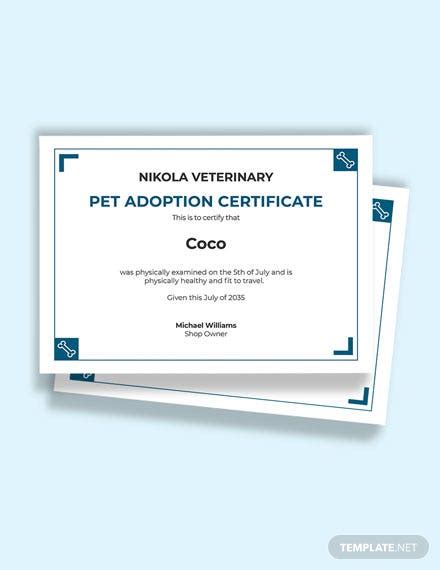 12 Pet Certificate Templates Free Downloads